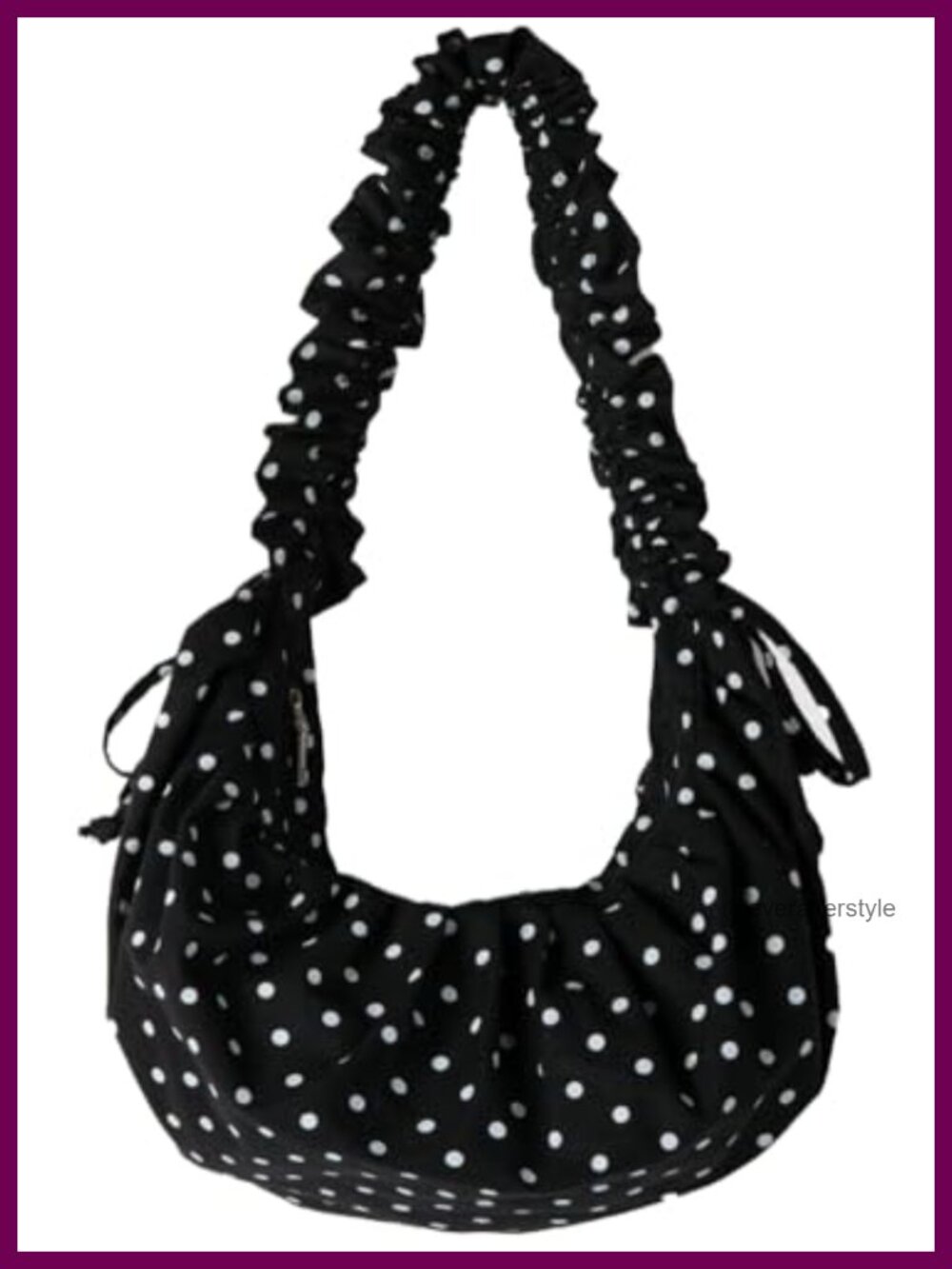 Nylon Polka Dot Hobo Shoulder Bag Adjustable Strap Crossbody Purse